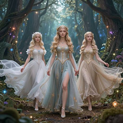 Ginger Fantasy Maidens in Enchanted Forest