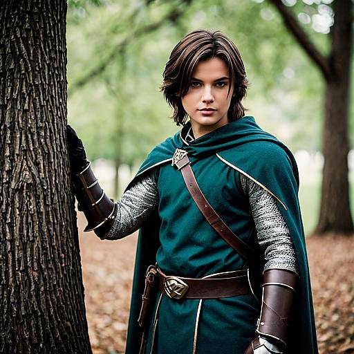 Young Male Warrior in Dark Link Costume Outdoors