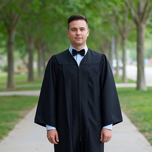 Man in Graduation Gown Outdoors