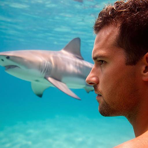 Rugged Man with Majestic Shark