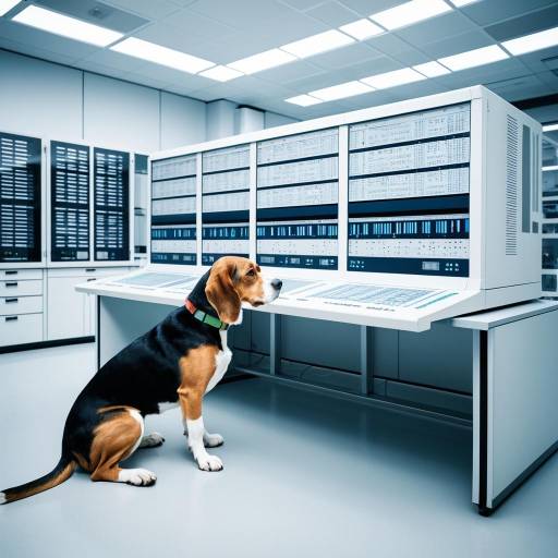 Beagle in a Futuristic DNA Lab
