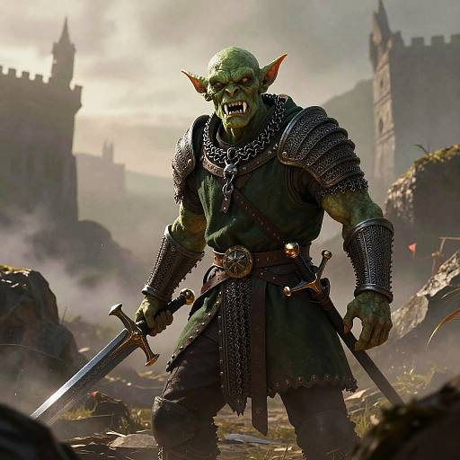 Medieval Green Goblin Warrior
