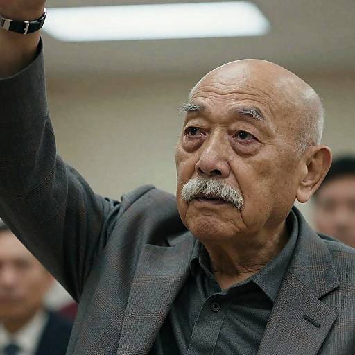 Serious Bald Man in Checkered Suit