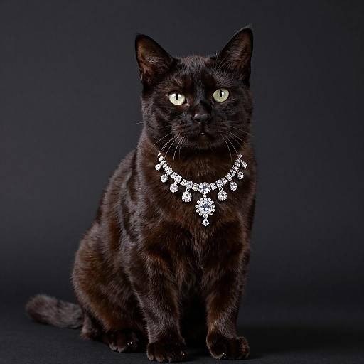 Kurilian Bobtail Cat with Diamond Necklace