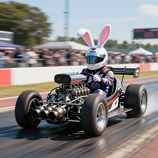 Easter Bunny Racing on Drag Strip