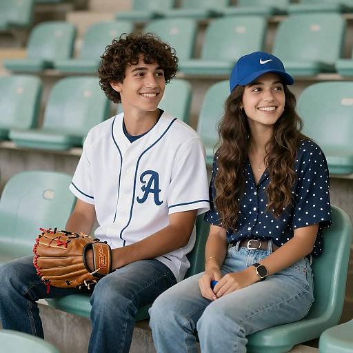Joyful Moment in Stadium Seats