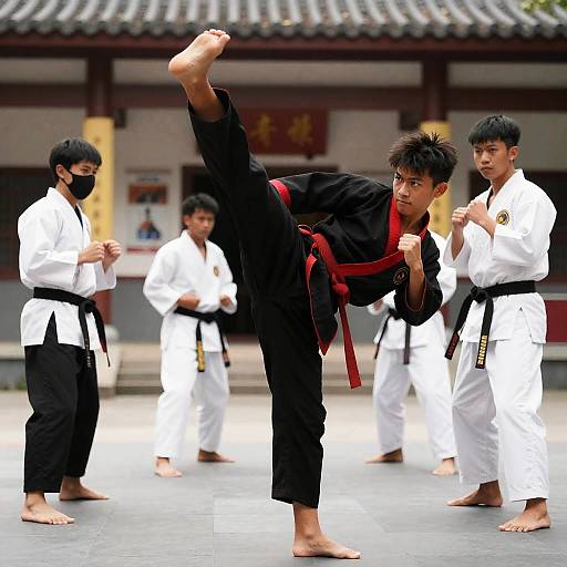 Dynamic Martial Arts Kick in Action
