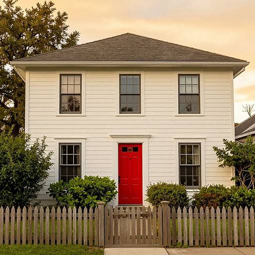 Cozy Two-Story House with Red Door