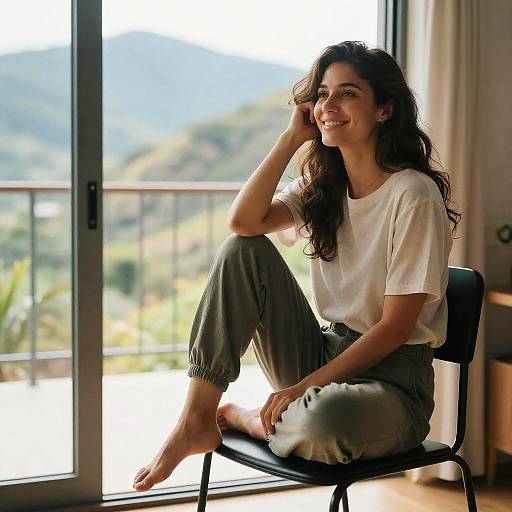 Relaxed Woman Enjoying Scenic Views