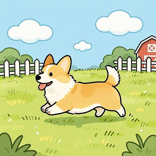 Playful Corgi in Sunlit Field