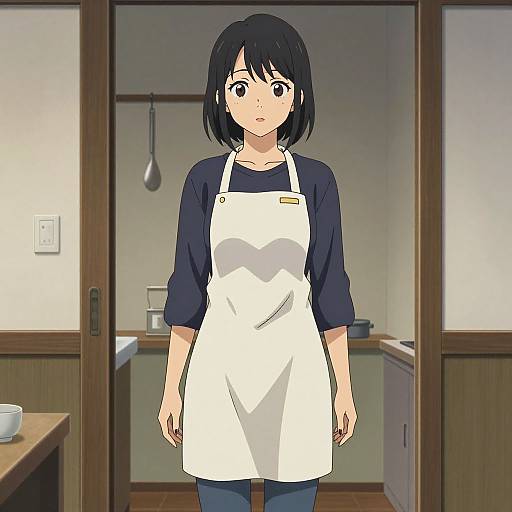 Anime Young Woman in Apron