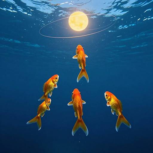 Golden Fish Rocket Leap Orbiting Sun