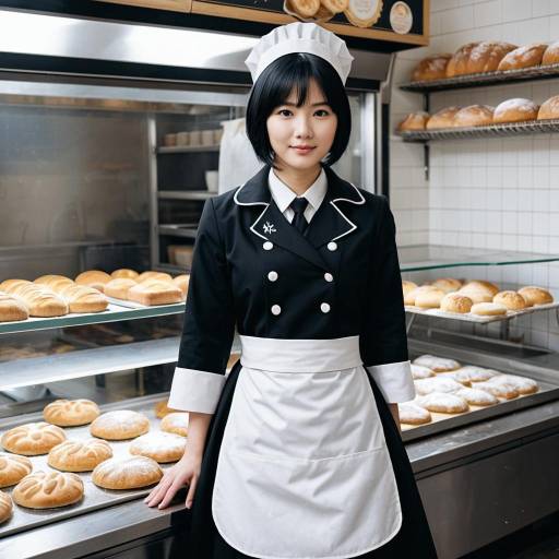 Bakery Cosplay Costume with Short Black Hair