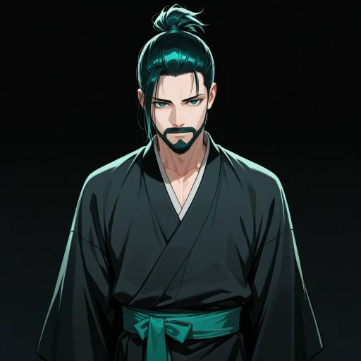 Solemn Japanese Boy in Black Kimono Solemn Japanese Boy in Black Kimono