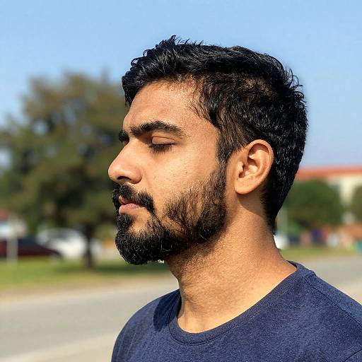 Bearded Man Side Profile in Daylight