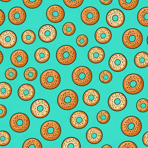 Cartoon Bagels on Mint Green Background