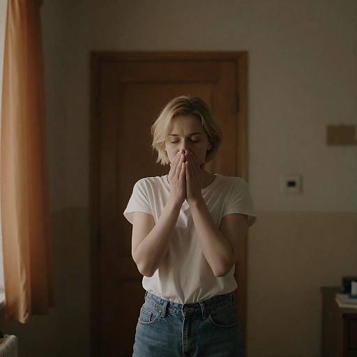 Topless Woman in Dimly Lit Room