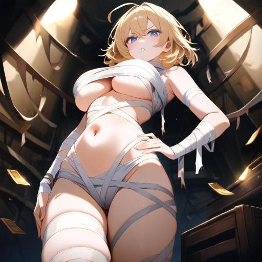 Woman in White Bandage Outfit in Abandoned Building