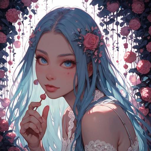 Striking Coral-Haired Woman in Lingerie