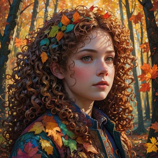 Whimsical Autumn Girl in Enchanted Forest Whimsical Autumn Girl in Enchanted Forest