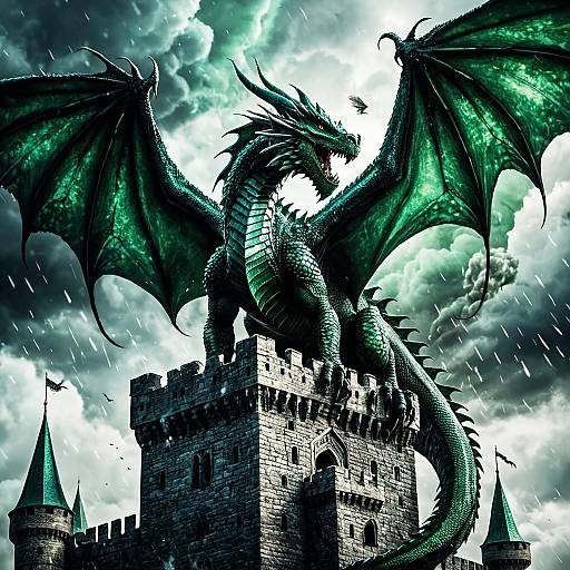 Emerald Dragon on Castle Tower
