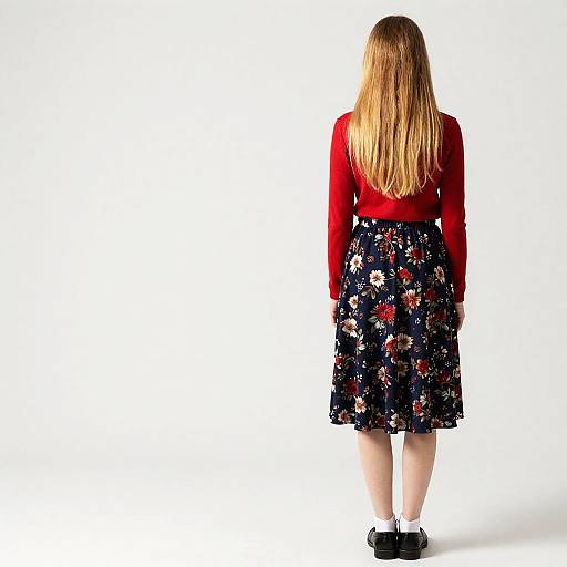 Fashionable Girl in Floral Skirt