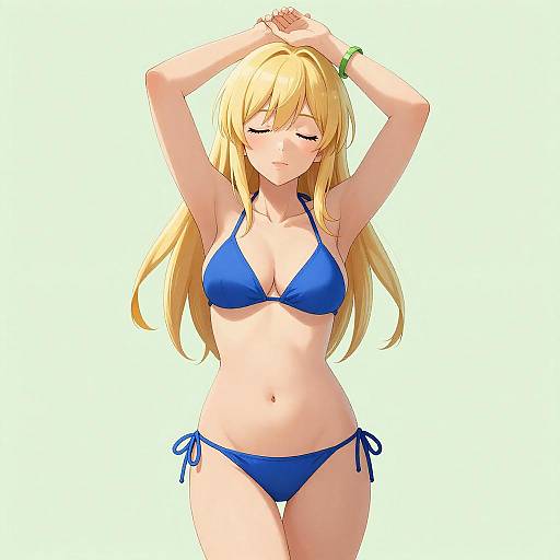 Blonde Woman in Anime Style Bikini