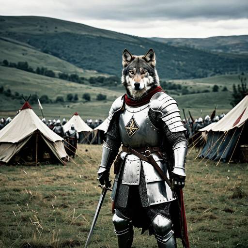 Medieval Knight Wolf on Battlefield Medieval Knight Wolf on Battlefield