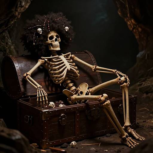 Afro Skeleton on Treasure Chests