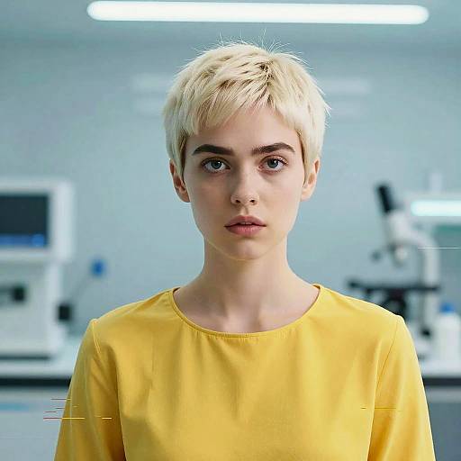 Glitch Art Portrait in Futuristic Lab