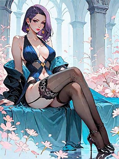 Fantasy Woman in Velvet Bodysuit with Lace