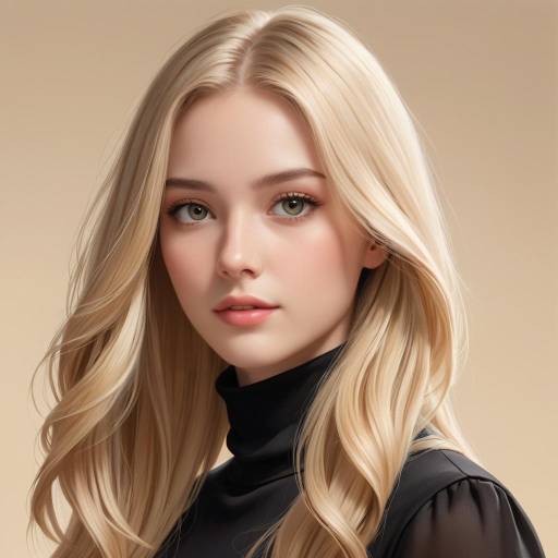 Blonde Woman Portrait in Black High-Neck Top