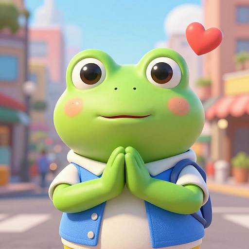 Adorable Pixar-Style Thankful Frog