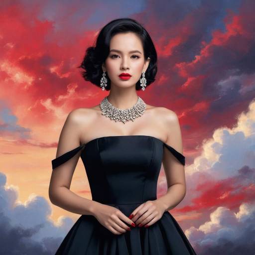 Elegant Girl in a Red Dress