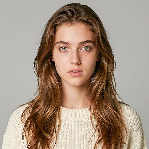 Portrait of a Young Woman in Cream Sweater