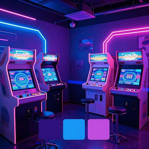 Neon Retro 80s Arcade Room