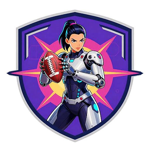 Cybernetic Female Football Captain Logo