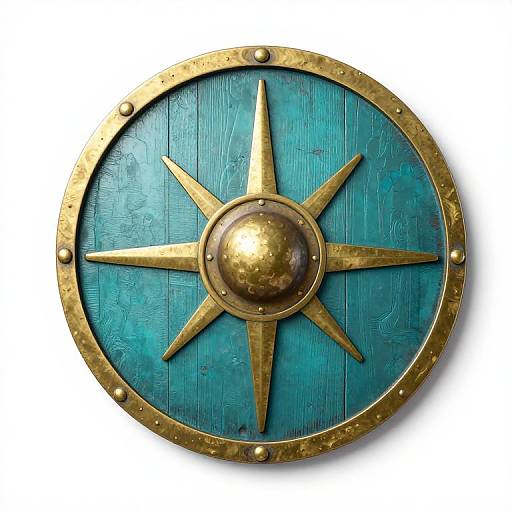 Vintage Viking Style Shield with Brass Details