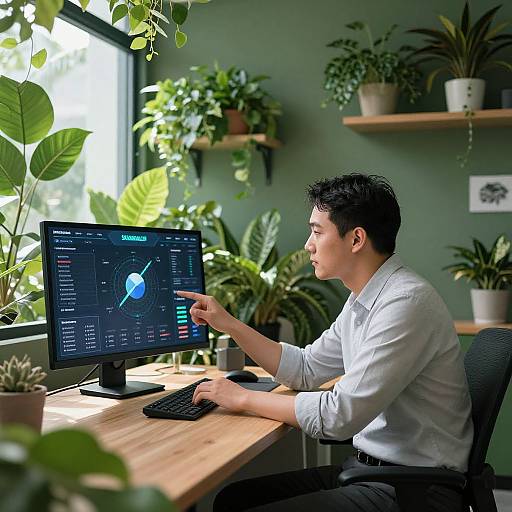 Calm Businessman in Biophilic Office