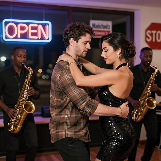 Dancing Couple in Urban Night Scene