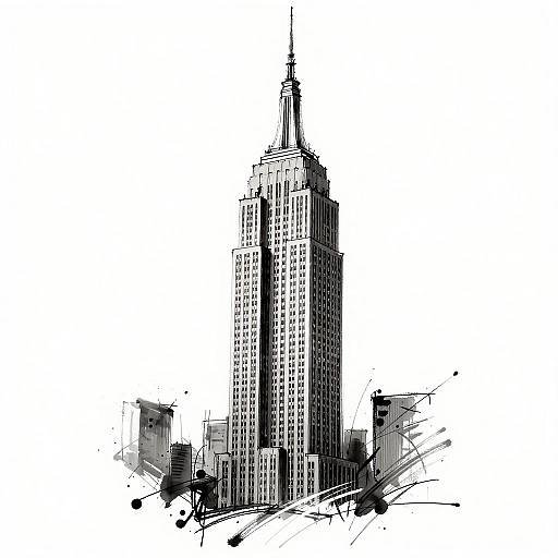 Black and White Sketch of Empire State Building