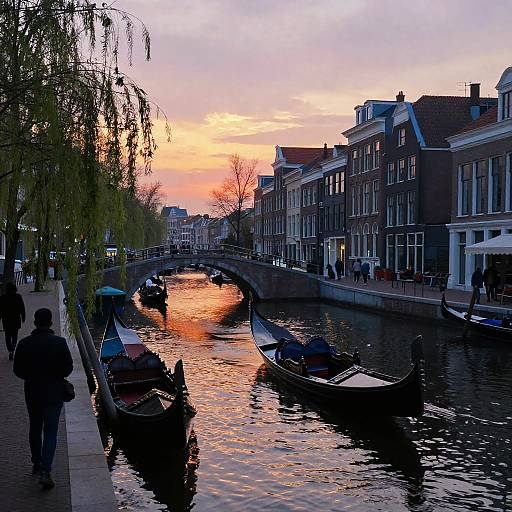 Serene Urban Canal at Dawn