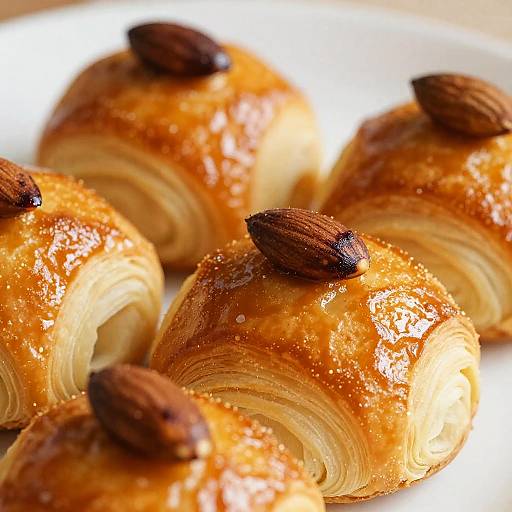 Golden Almond-Topped Pastries Close-Up