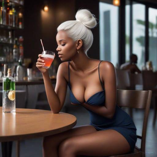 Drinking Beauty: Dark-Skinned Woman in Profile