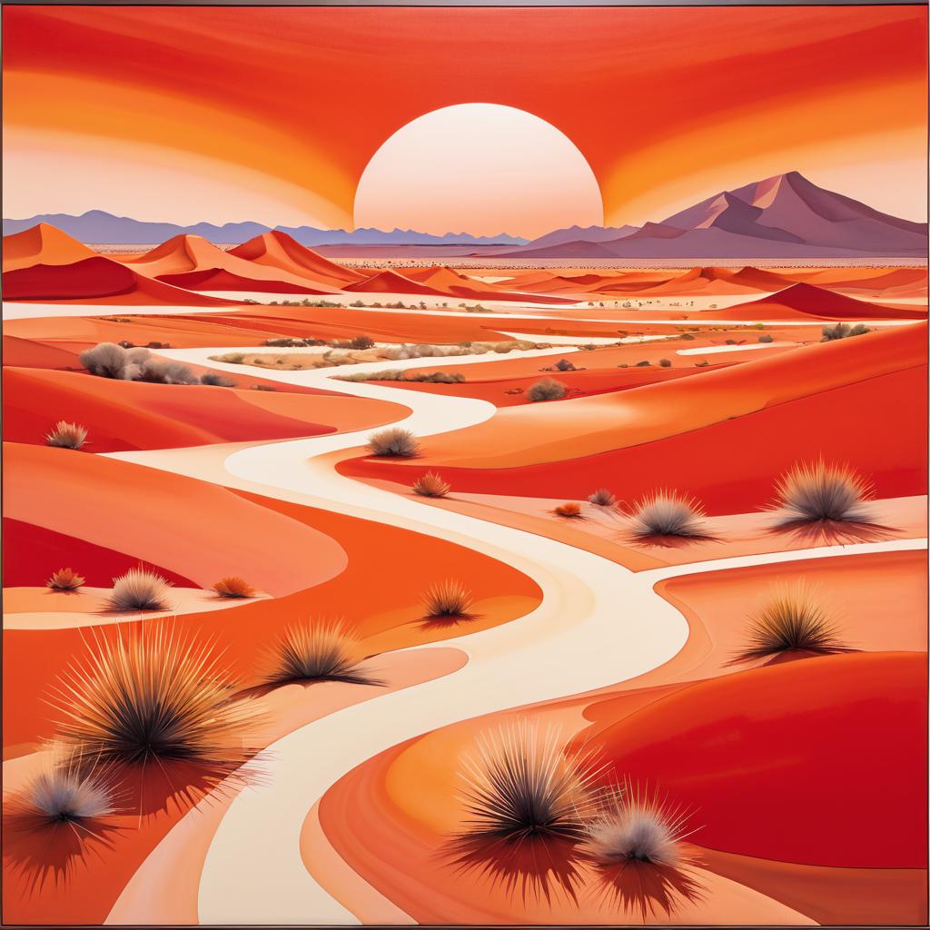 Vibrant Desert Landscape with Artistic Layers