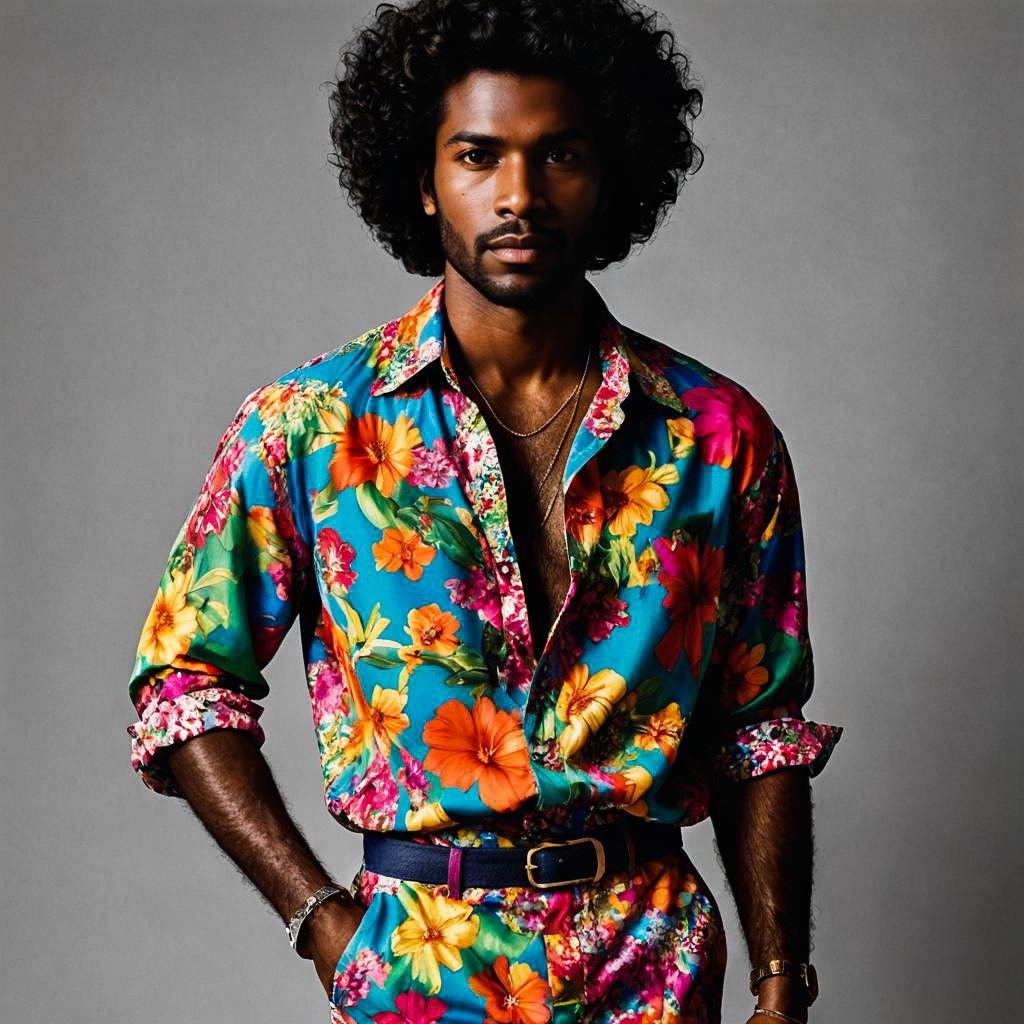 Vibrant Fashion Portrait of a Dark-Skinned Man