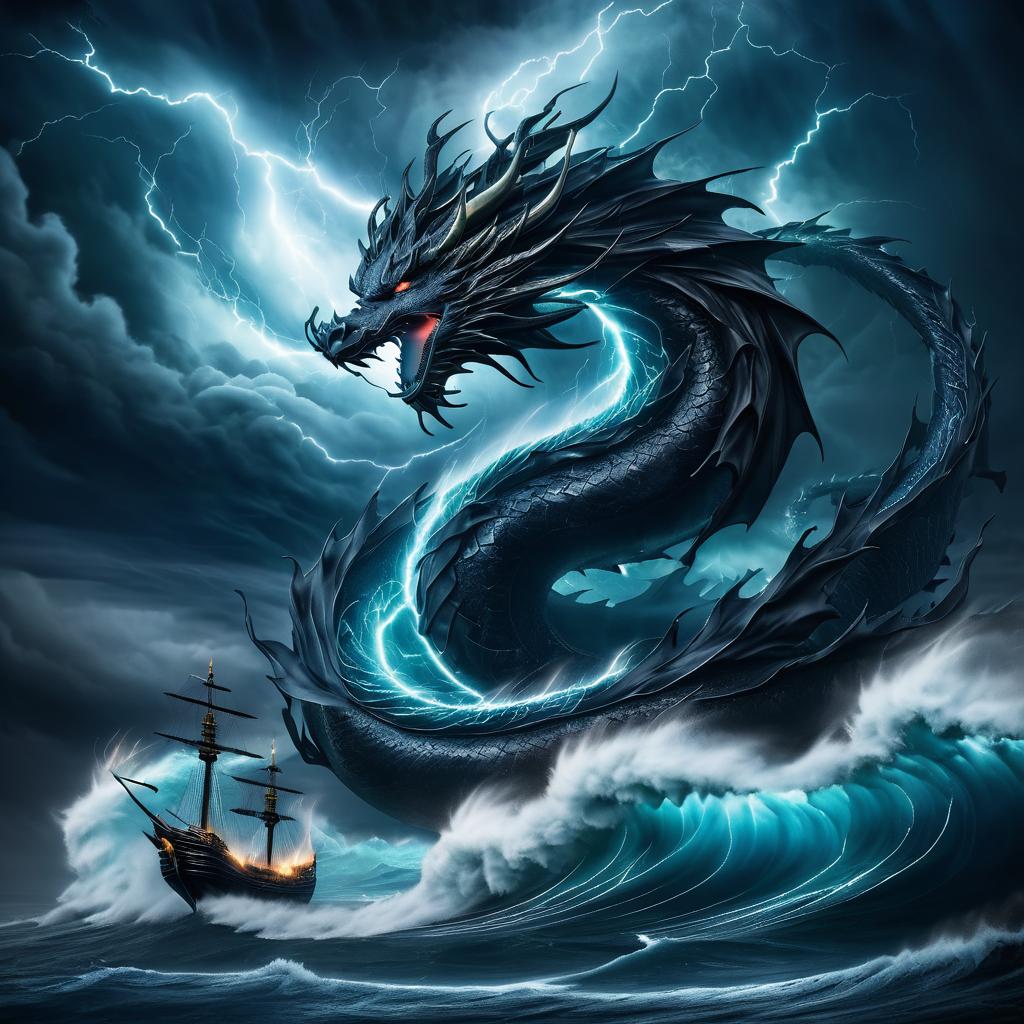 Mysterious Dragon in Thunderous Seas