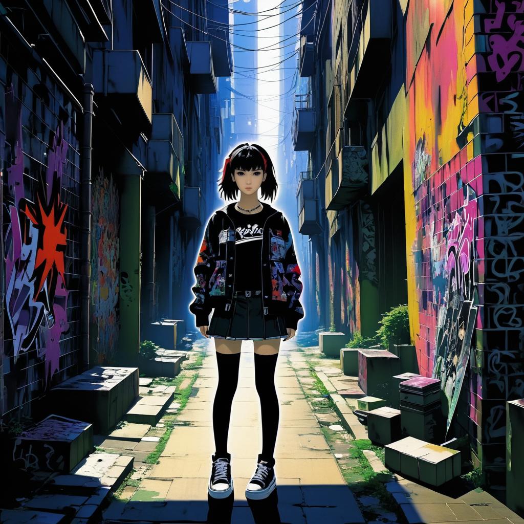 Edgy Punk Teen in Graffiti Alley