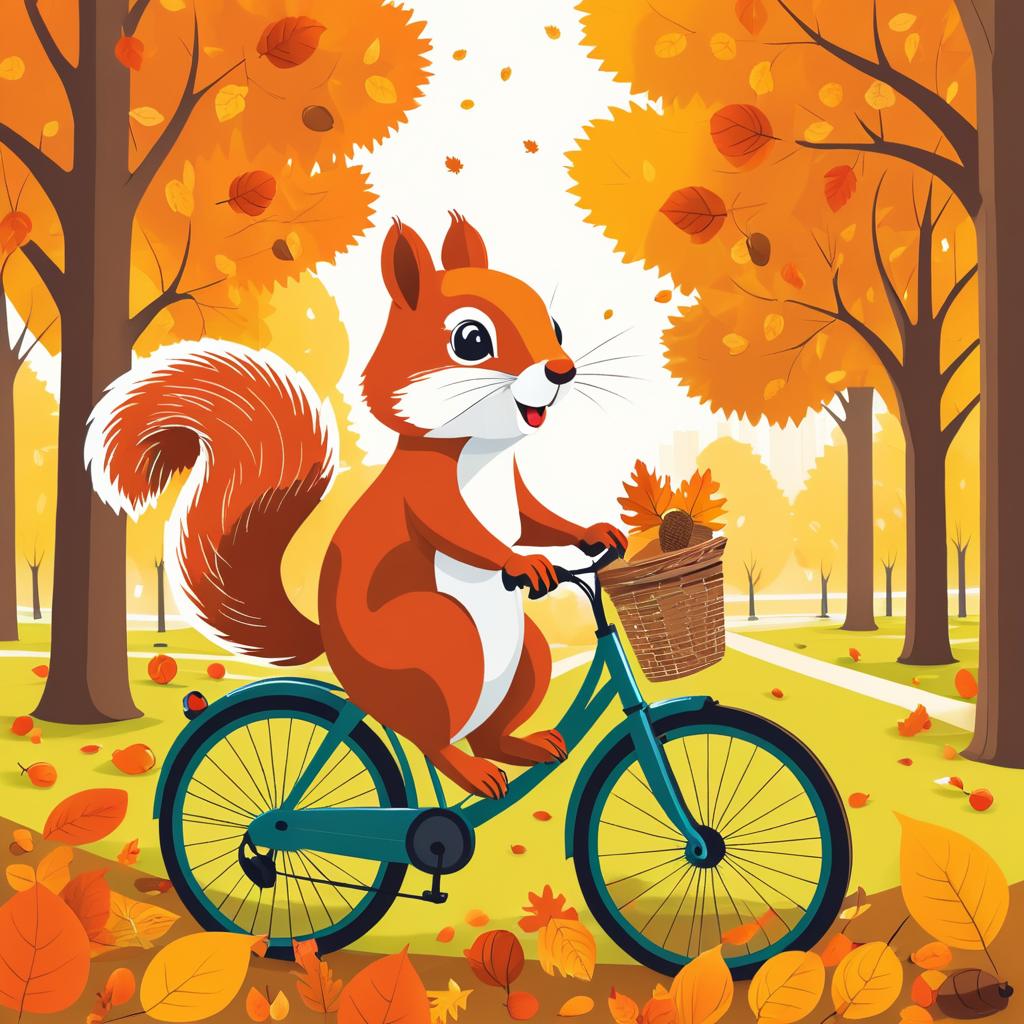 Autumn Adventures: Squirrel on a Bicycle