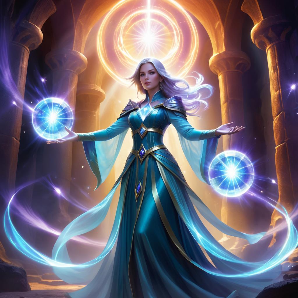 Mystical Sorceress in Crystal Cavern